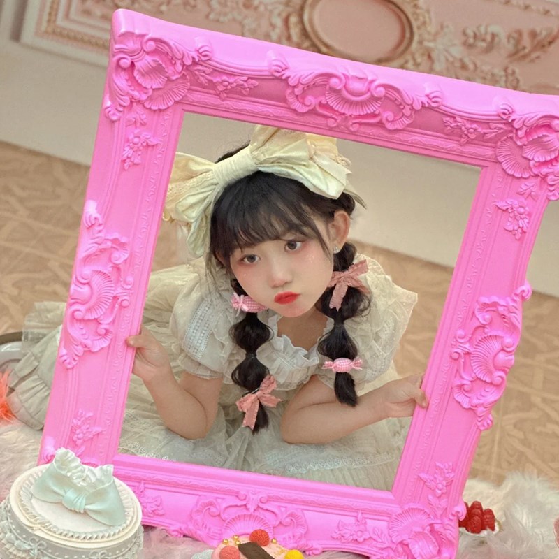 欧式摄影装饰道具相框画框拍照道具婚礼装饰框镜子框荧光绿镜子框