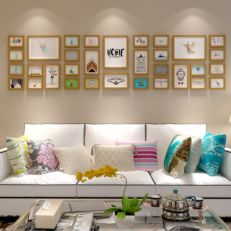 实木画框创意照片墙组合欧式卧室装饰现代简约挂墙客厅个性背景板