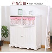 柜简约床头柜子 柜玄关柜藤编鞋 田园鞋 柜实木收纳斗柜白色女士鞋