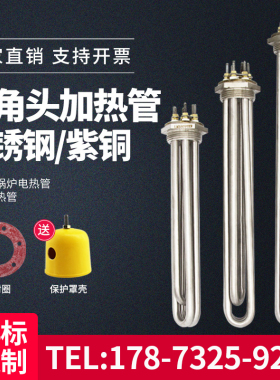 大功率六角头加热管 导热油 工业水箱发热管 DN40 DN50 1.5寸 2寸