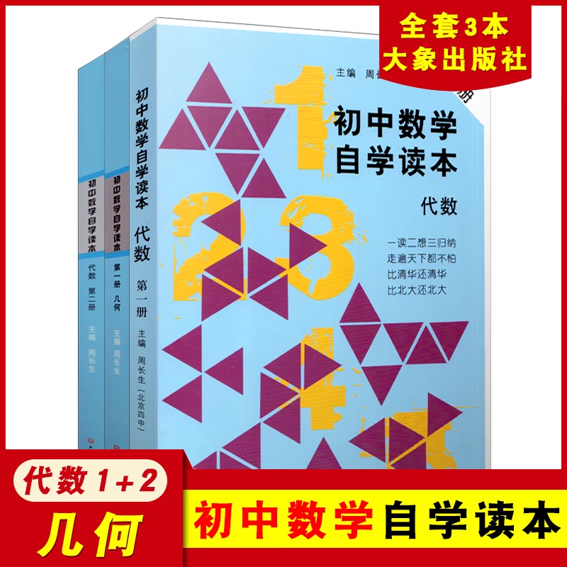 全套3本 初中数学自学读本 代数第一册+代数第二册+几何第一册 北京四中周长生编 初中几何自学读本 中学生数学教材用书大象出版社