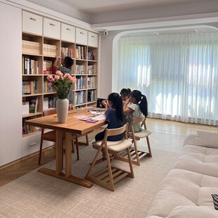 泊逸去客厅化红橡木书桌椅家用儿童学习写字桌实木大长书桌椅