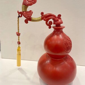 天然保真朱砂红砂如意百福葫芦家中摆件摆台直径80高160毫米左右