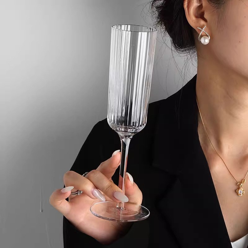 MOL.Scorch.酒具中古小憩杯玻璃酒杯竖纹高脚杯子香槟杯  瑞炎