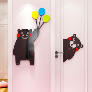熊本熊贴纸遮丑补洞3d立体墙贴创意卧室墙面装 饰门贴儿童房间布置