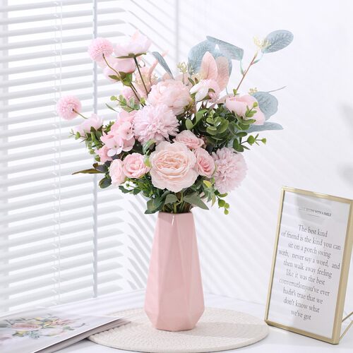 向日葵玫瑰绢花2021新款高档假花仿真花摆设家居客厅餐桌装饰摆件