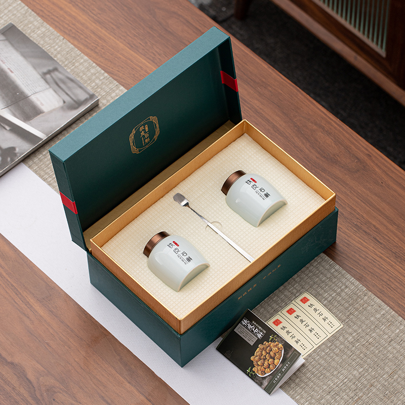 高档铁皮石斛包装盒空石斛花礼品盒陶瓷密封罐0g枫斗空礼盒定制