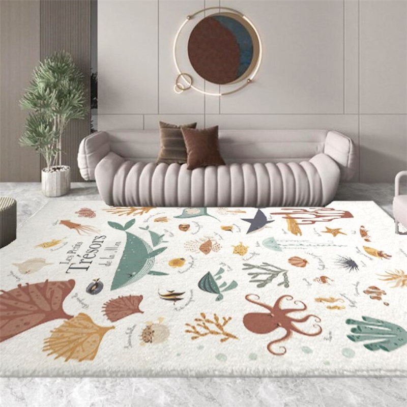 卡通儿童英文字母数字动物可爱地毯客厅茶几卧室短毛绒加厚垫子