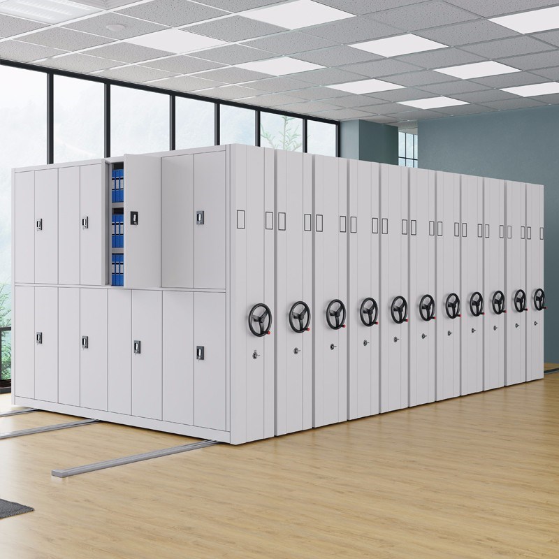 中伟手摇式密集架大容量移动档案文件柜资料柜钢制轨道密集柜