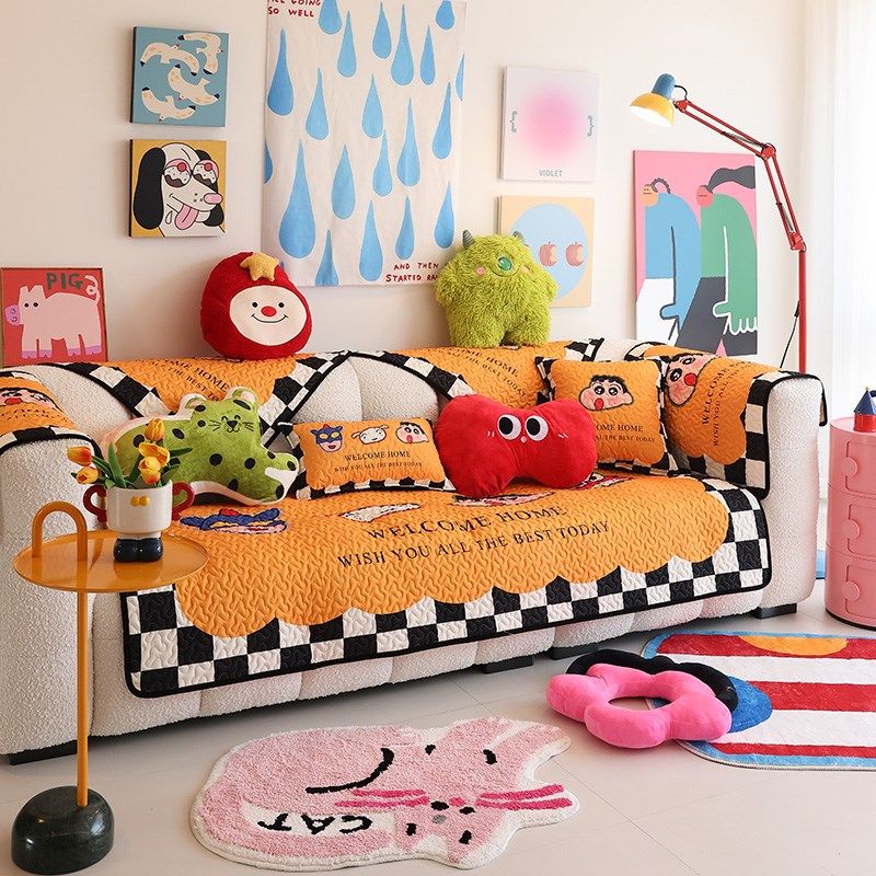 卡通可爱四季沙发垫新款防滑组合布艺坐垫子多巴胺沙发套盖布巾罩,居家布艺,沙发垫,淘宝优惠券,粉丝福利购,淘宝优惠卷