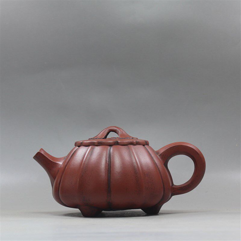 紫砂壶纯全手工仿古仿老清水泥仿品陈鸣远制菱花筋纹锦囊石瓢壶