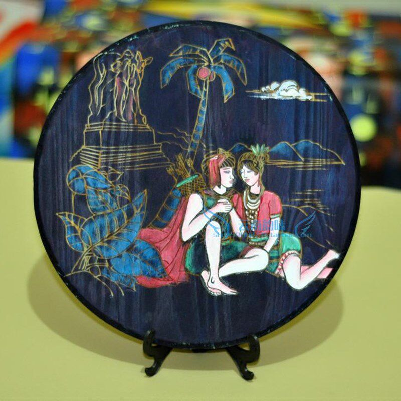 云南东巴木雕工艺品摆件 丽江特色复古人物木刻画 客厅酒吧装饰画