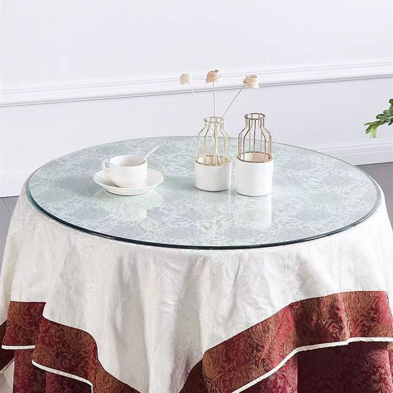 圆钢化玻璃桌面餐桌饭桌玻璃台面防爆耐高温方形茶几大圆桌面家用