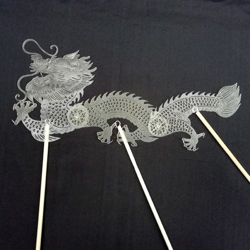 皮影戏表演道具 动物龙 DIY 半成品可上色 带操作杆儿童手工作业