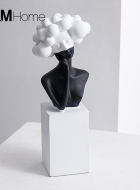 现代简约黑白女郎家居客厅艺术摆件玄关酒柜装饰酒店民宿软装摆设