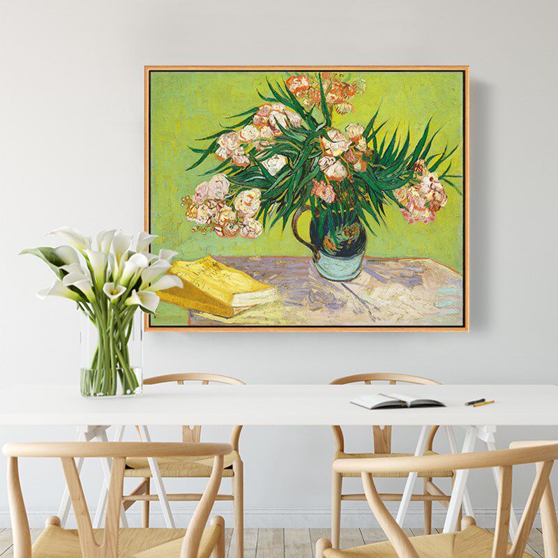 夹竹桃 梵高印刷喷绘画花卉画餐厅挂画客厅卧室沙发背景墙装饰画