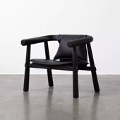 Romo现代极简黑色休闲椅民宿酒店咖啡厅定制沙发实木单人扶手椅