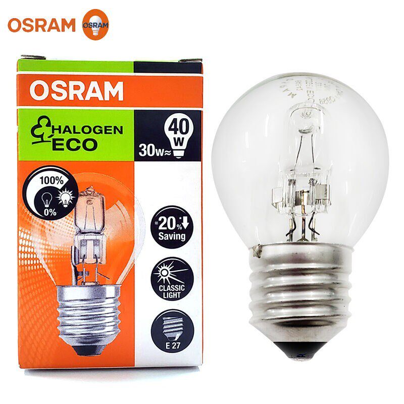 OSRAM欧司朗卤素卤钨灯泡46W30W护眼调光透明E27E14螺口尖泡球形图片