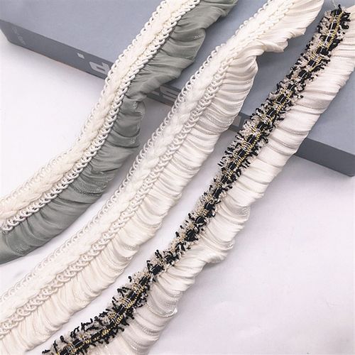 3公分拼接边双层褶皱雪纺小边装饰沙发抱枕布艺加工辅料窗饰配件