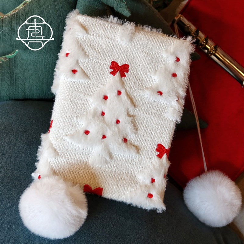 真我 雪绒蝴蝶结 毛绒刺绣可爱手工布书衣日记本笔记本5手帐本