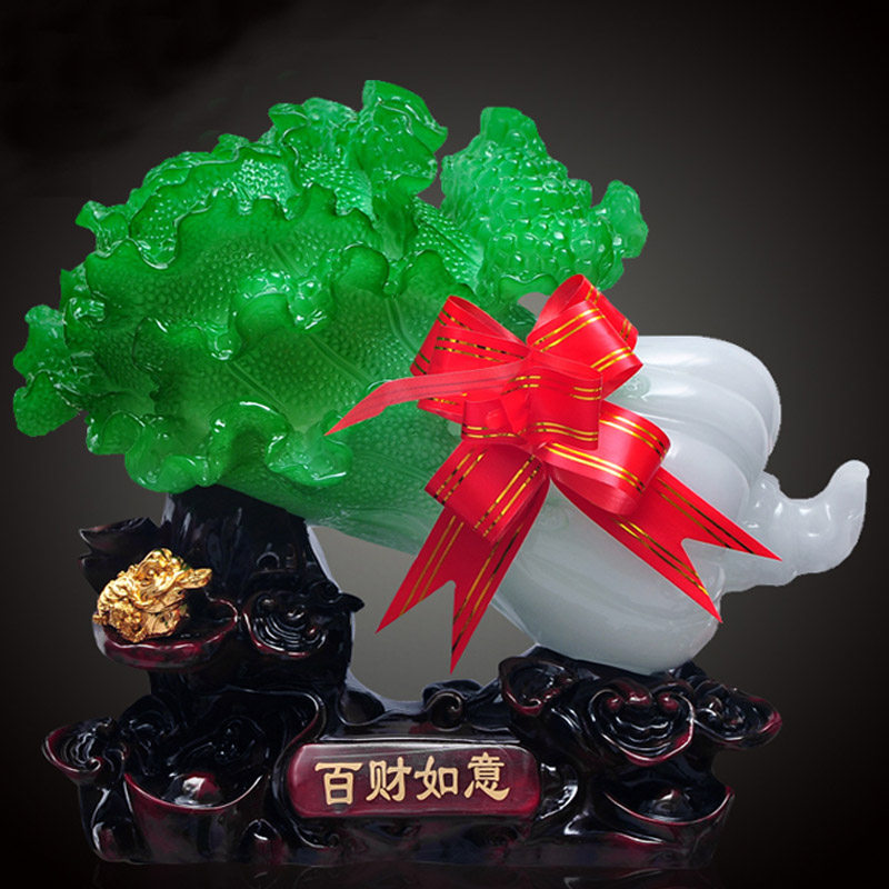 百财如意摆件店里招财玉白菜聚福招财摆设客厅酒柜家庭家里装饰品
