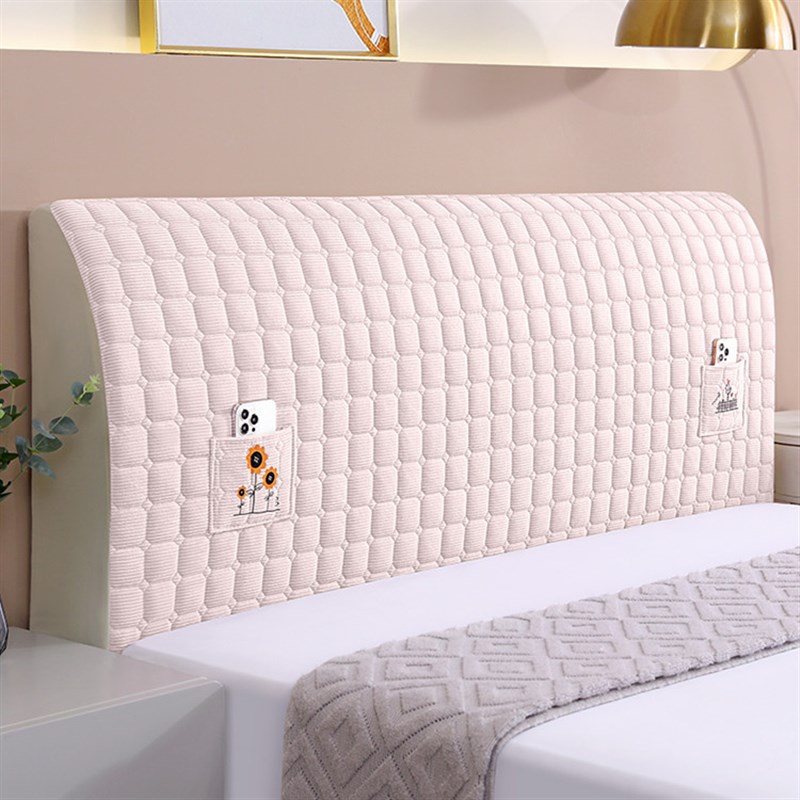 萬能加厚绒面床头罩软包床头套罩床头靠背套罩通用简约防尘保护罩