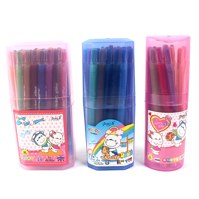 普的Poody色2色3儿童旋转蜡笔宝宝蜡笔学生画画笔油画棒