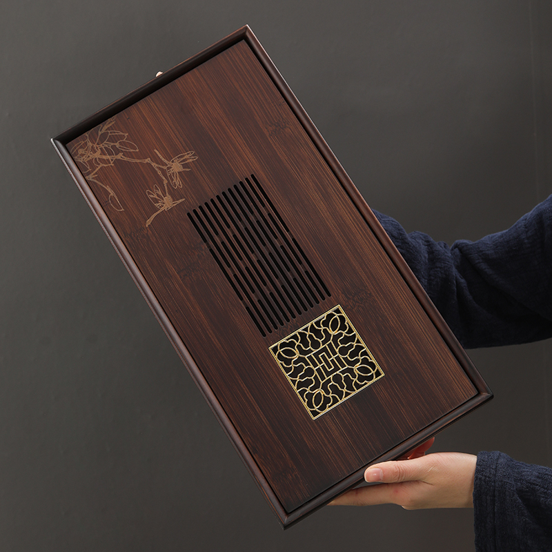 简易家用竹制蓄水式茶海干泡台茶盘沥水托盘功夫茶具小茶台一人用