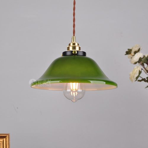 老上海民国怀旧艺术田园灯具餐厅吧台民宿咖啡厅绿色玻璃复古吊灯