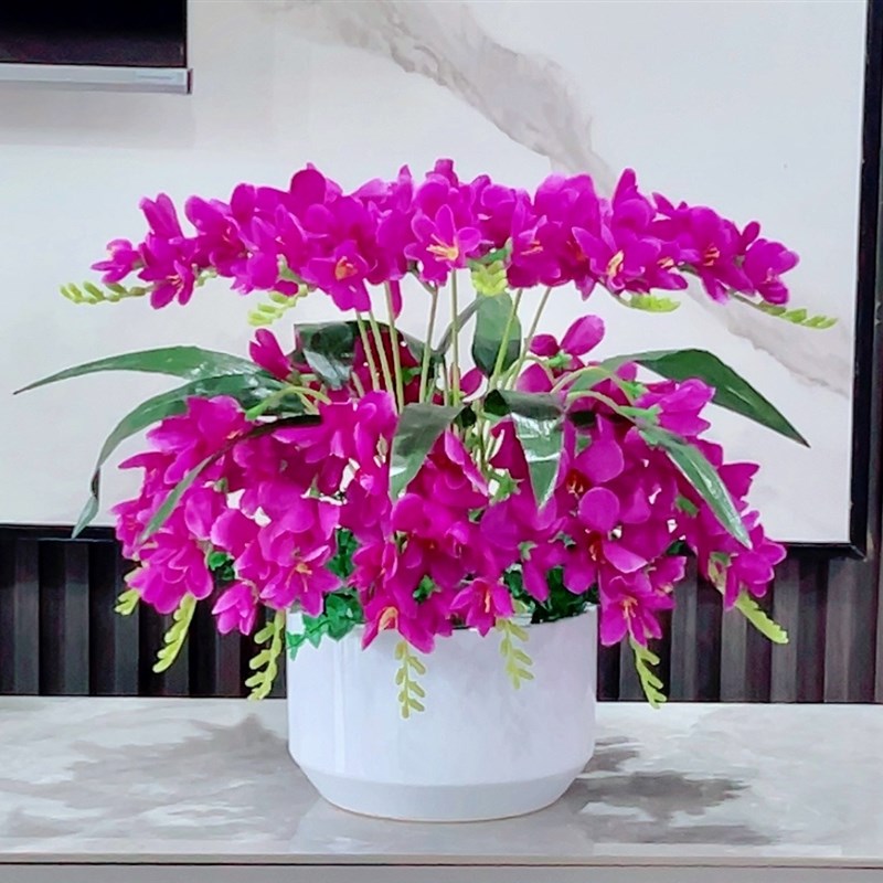 仿真花香雪兰假花客厅摆件装饰花家居室内花艺电视柜餐桌摆设盆栽