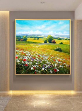 手绘油画风景壁画花草挂画玄关壁画现代客厅餐厅装饰画手工画
