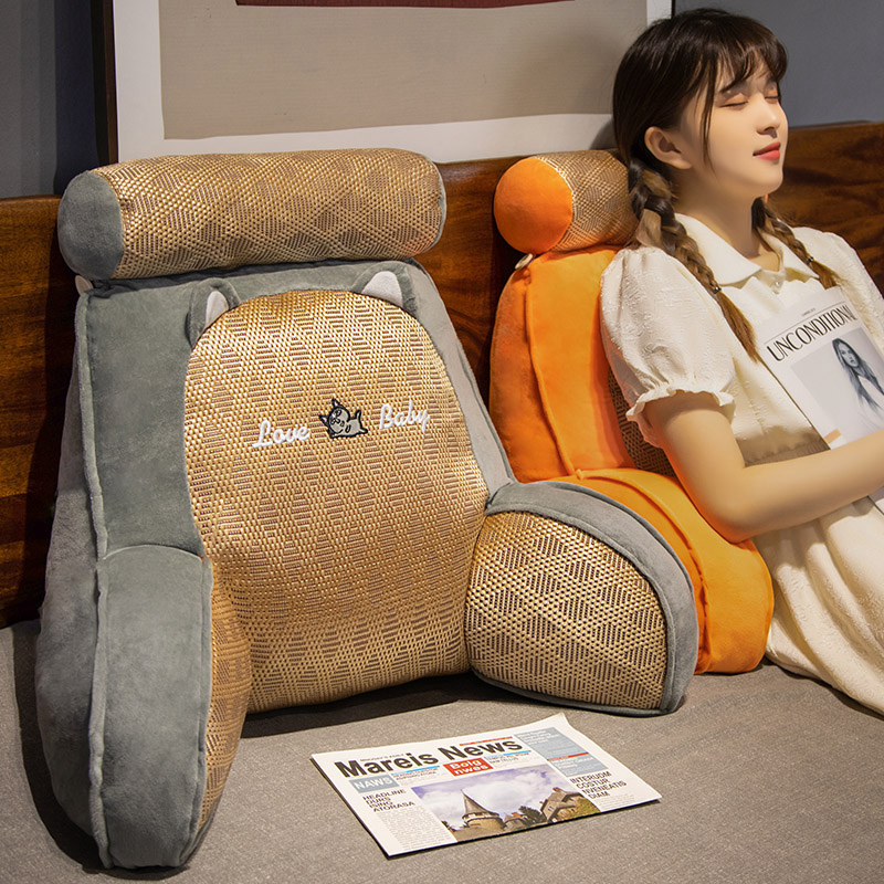 卡通藤席床头软包大靠背靠枕护颈靠垫抱枕宿舍床学生沙发护腰枕头