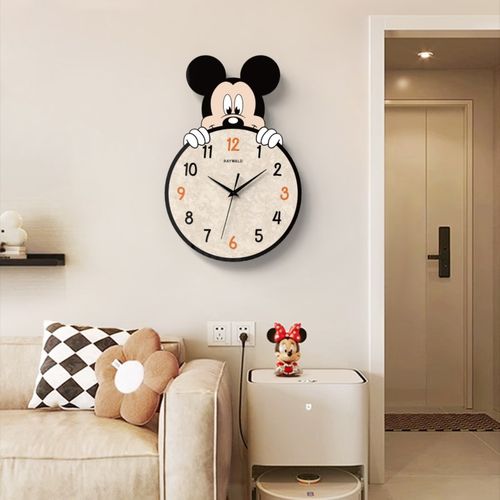 新款客厅挂钟家用挂墙时尚卡通米奇餐厅卧室墙面静音时钟装饰钟表