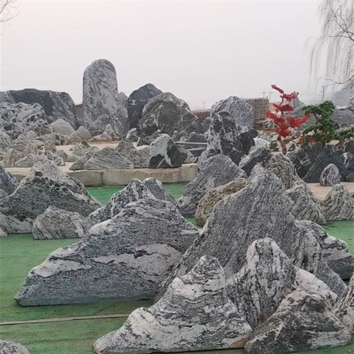雪浪景观石切片组合院子墙面装饰庭院花园泰山石摆件假山石头造景