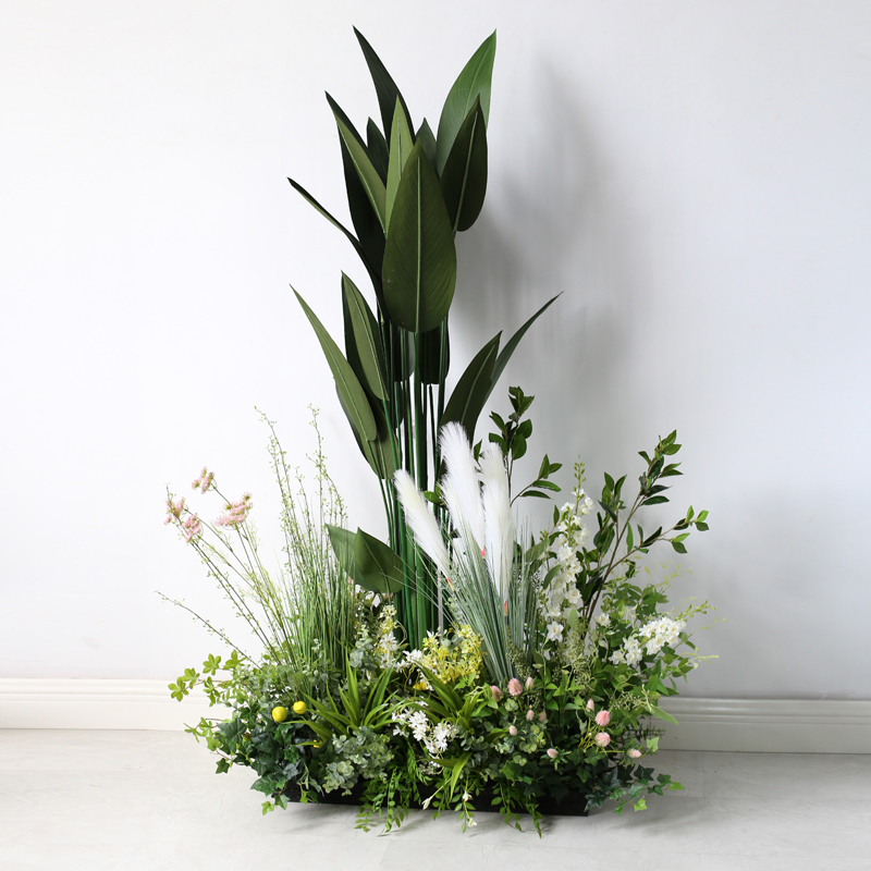 仿真植物造景商场橱窗装饰组合景观店铺绿植软装场景落地绿植盆栽