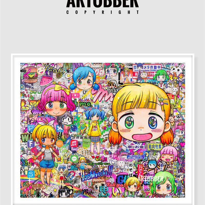 Mr版画彩色画作品潮流艺术微喷卧室客厅巨幅卡通装饰画儿童房挂画