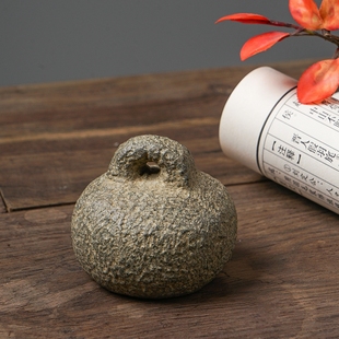 青石秤砣装饰摆件做旧造型饰品 茶桌摆放石头称心如意 石称砣石权