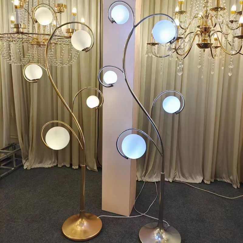 婚庆道具新款发光月牙弯路引灯婚礼圆球舞台装饰布置摆件电镀金色