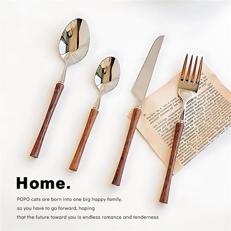 高级感刀叉勺三件套304不锈钢勺子酸奶勺小蛮腰西餐餐具刀叉汤勺