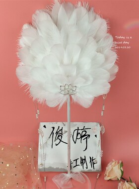 长柄古风团扇  汉服长扇  舞蹈舞台  摄影  羽毛圆扇
