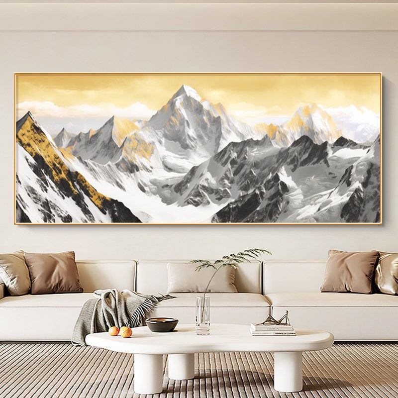 元宝山客厅装饰画靠山图高档沙发背景墙壁画日照金山现代简约挂画