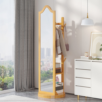 全身镜子家用穿衣镜高清镜面落地镜可旋转衣帽间试衣镜挂衣架一体