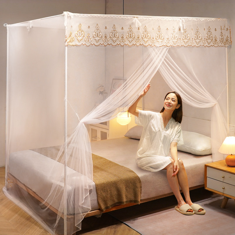 落地式蚊帐2023新款宫廷风家用卧室支架杆加粗加厚老式单开门纹帐,床上用品,蚊帐,淘宝优惠券,粉丝福利购,淘宝优惠卷
