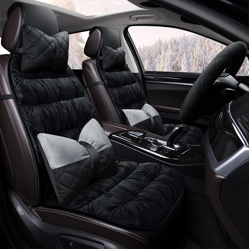 2023新款汽车坐垫冬季保暖加热座垫毛绒车垫子四季通用座椅套女士