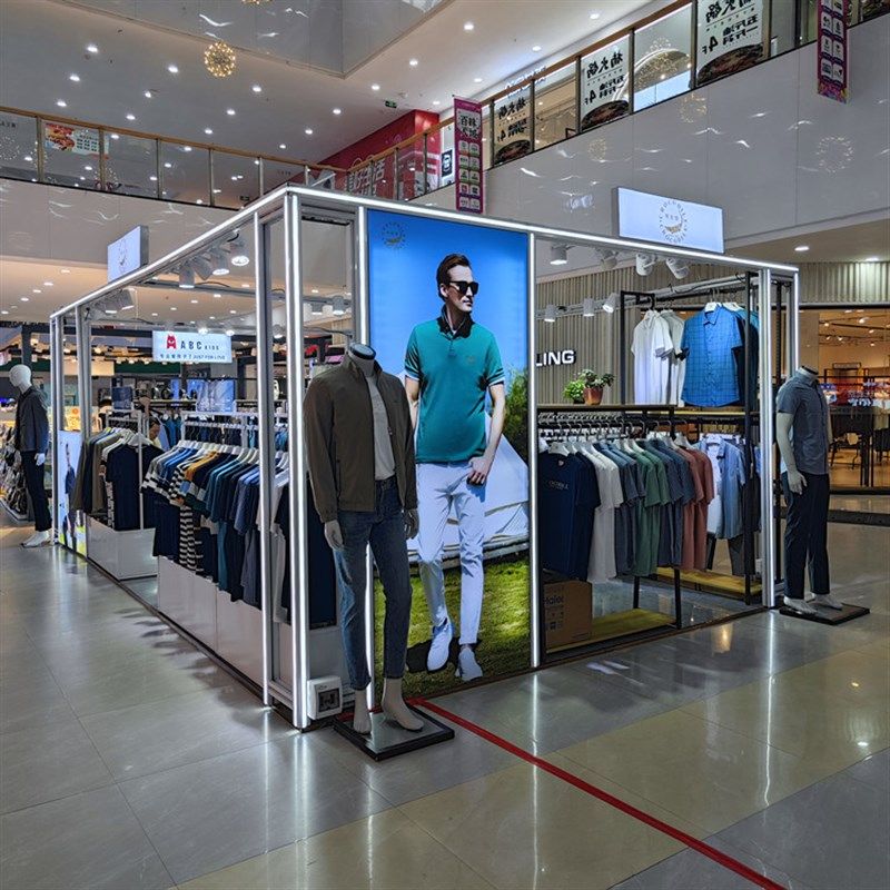 快闪店展架吾悦广场活动促销服饰商场特卖铝合金制作搭建发光桁架