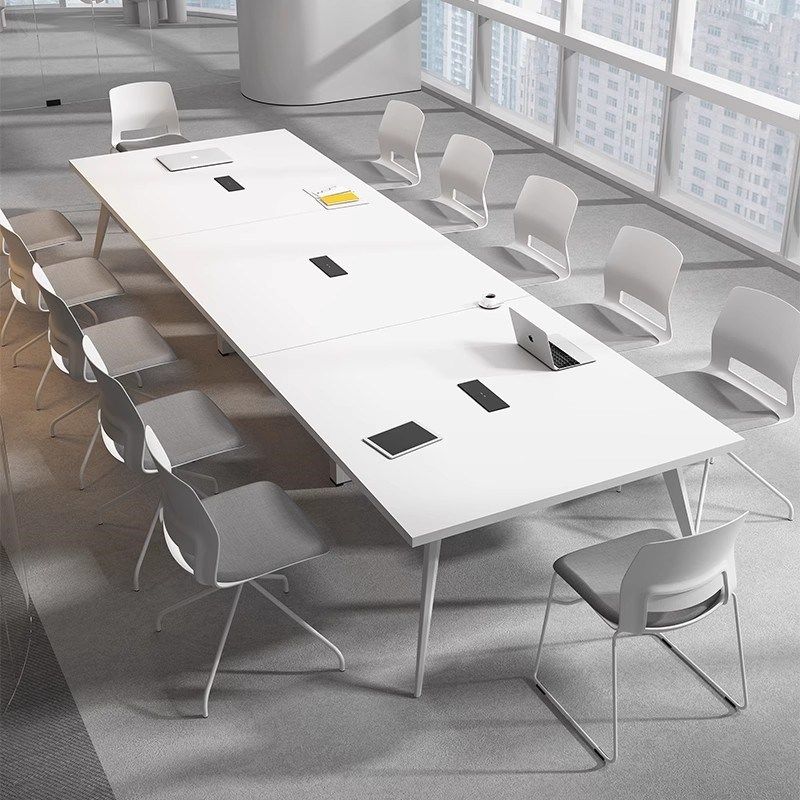 会议桌长桌简约现代白色大小型会议室桌子办公室长条简易桌椅组合