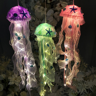 水母灯diy材料包氛围灯发光小夜灯房间布置挂件手工课制作活动