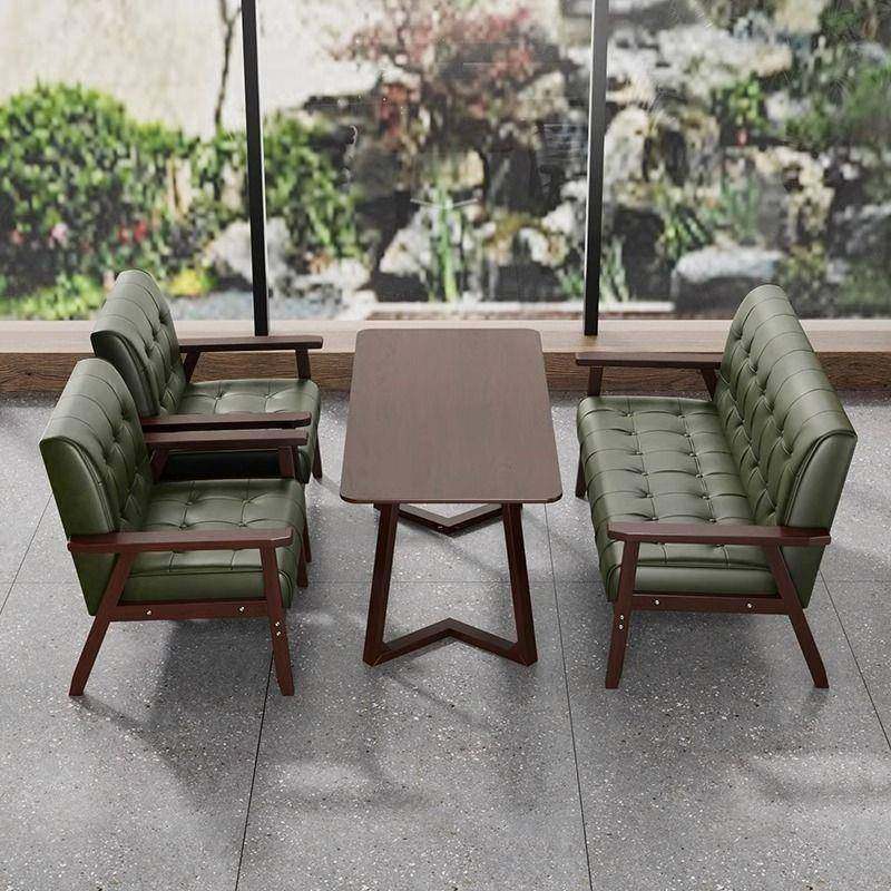 油蜡皮复古咖啡厅桌椅组合酒吧清吧实木小酒馆卡座奶茶店卡座沙发