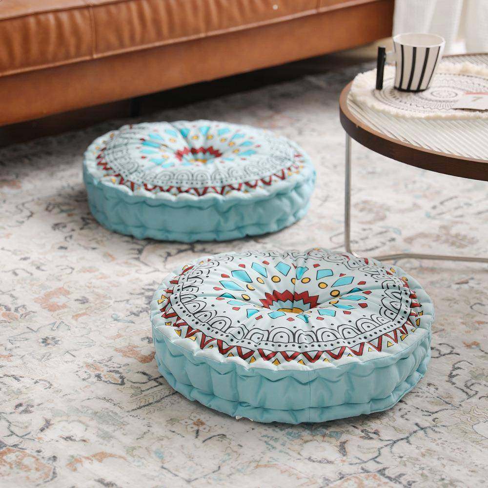 绒布方形印花餐椅垫波西米亚风家用加厚地板圆形垫榻榻米蒲团坐垫