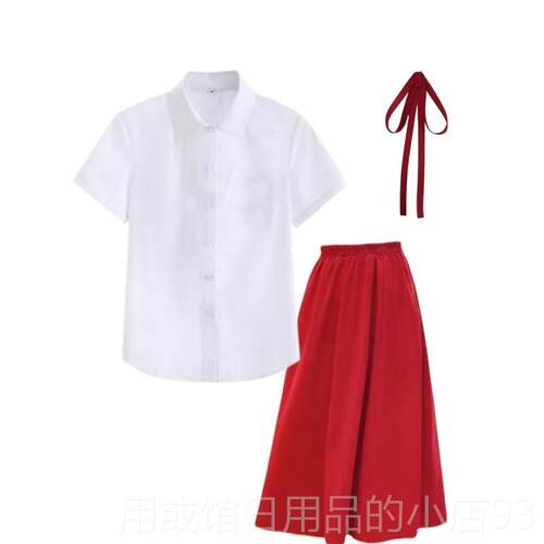 正品中学生合唱团出服初中生服毕业运动会班服女红诗歌演朗裙诵比